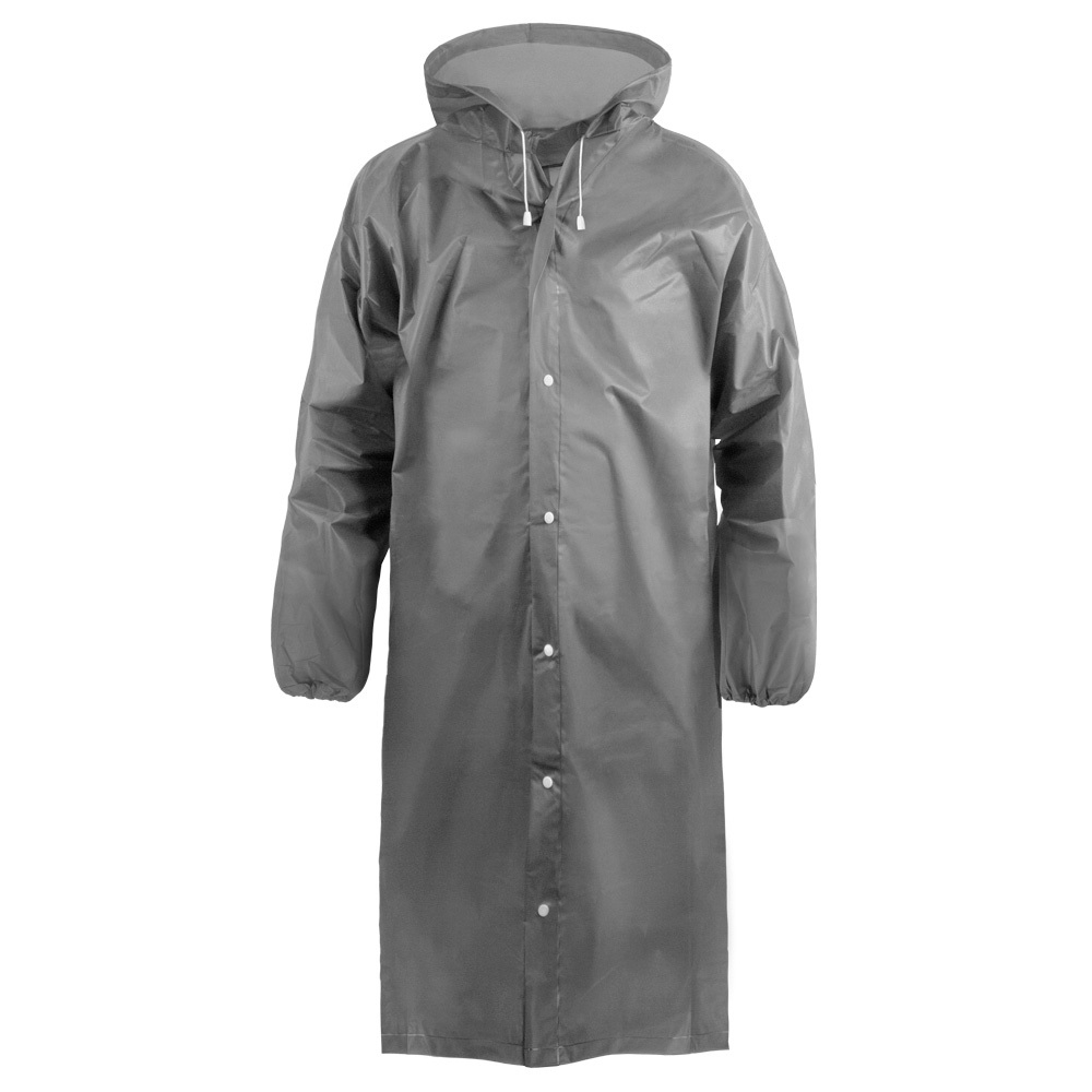 Дождевик-плащ EVA на кнопках, рукава на резинках, 110мк, серый, Komfi