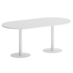Home Office Стол овальный VR.SP-5-180.1 Белый Бриллиант/Металл Белый 1800*900*753