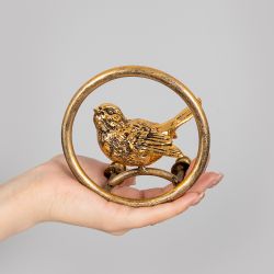 Ручка скоба мебельная Птичка Терра круглая левая Античное серебро