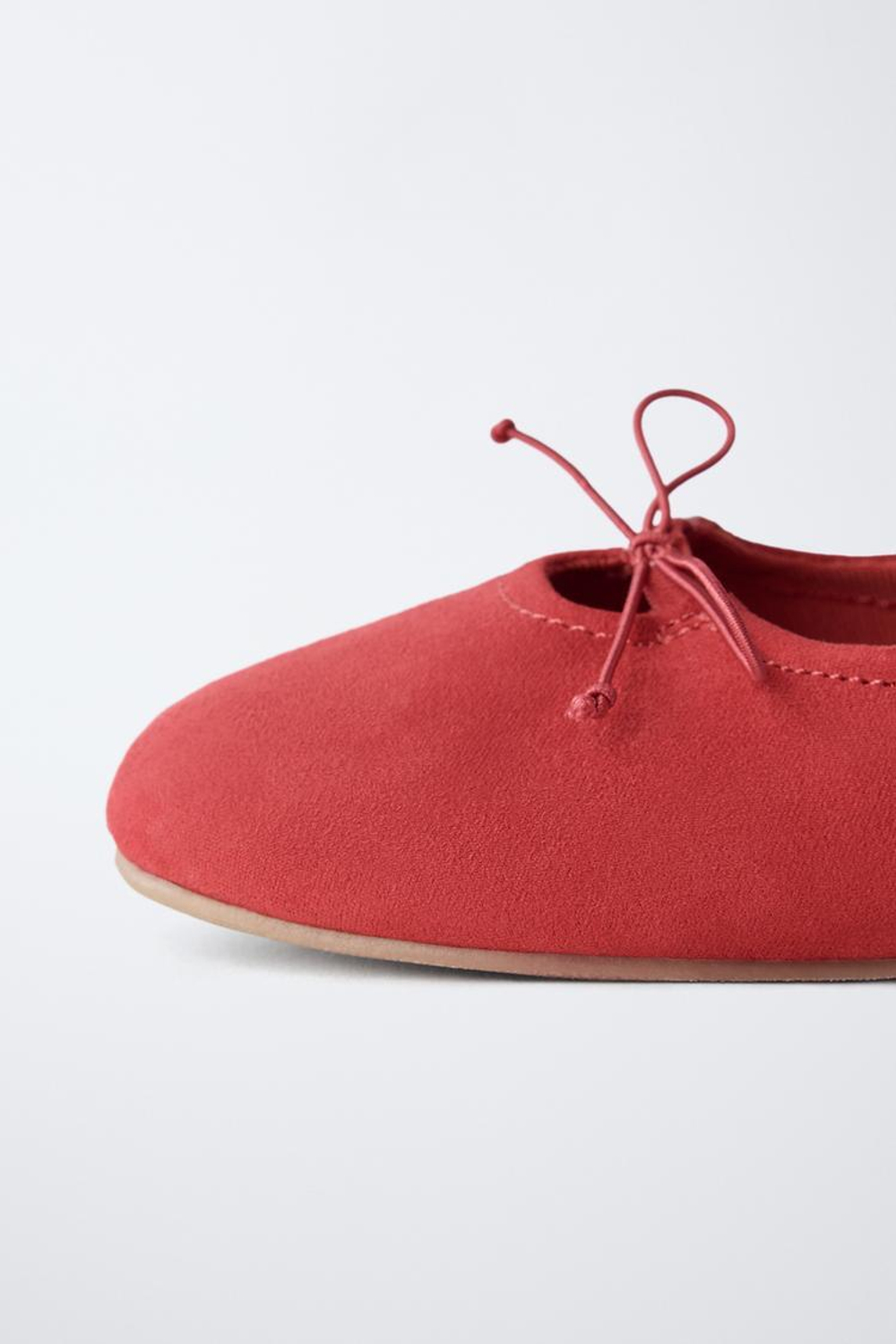 ZARA БАЛЕТКИ НА ПЛОСКОЙ ПОДОШВЕ С БАНТИКОМ, КРАСНЫЙ