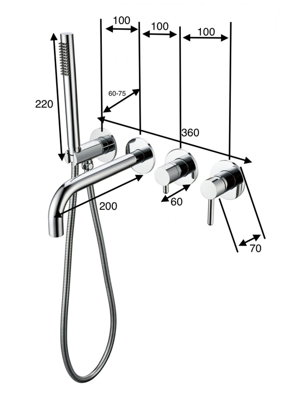Смеситель для ванны с ручным душем Grocenberg GB5070CR Хром