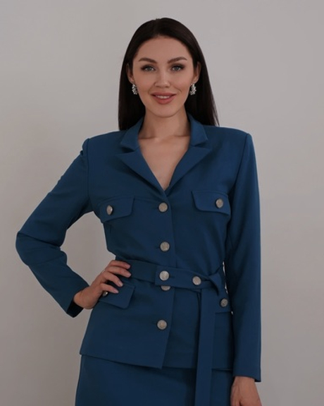 Приталенный жакет "Леди" в бирюзе