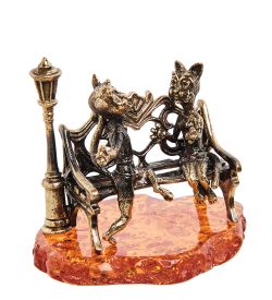 AM-1056 Фигурка «Коты Признание в любви» (латунь, янтарь)