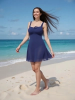 Купальник-платье слитный однотонный большой размер