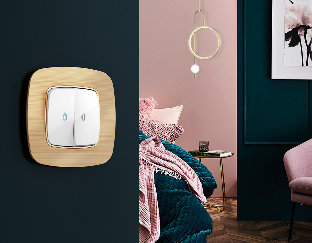 OP1040 Лицевая панель OMEGA (Белый глянец) для 2-кл выключателей с подсветкой QUANT