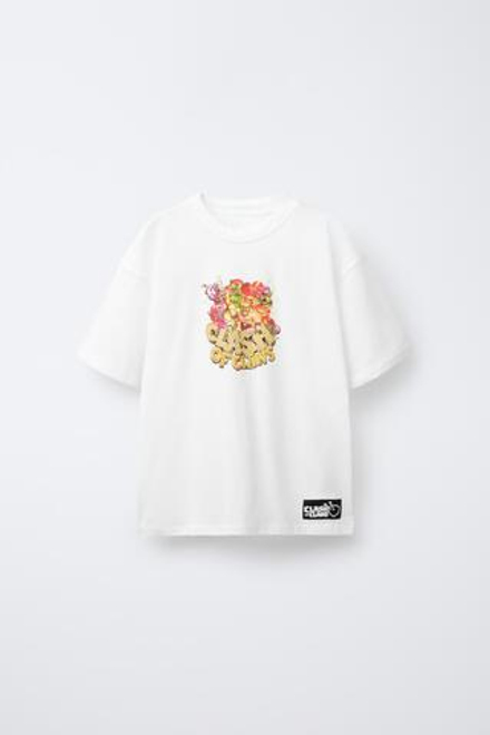 ZARA ФУТБОЛКА С ПРИНТОМ THE WORLD OF CLASH™, ЖЕЛТОВАТО-БЕЛЫЙ