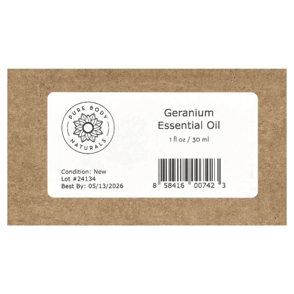 Pure Body Naturals, 100% чистое эфирное масло, герани, 30 мл (1 жидк. унц.)