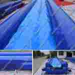 Водная горка с надувным дном, на подкачке ТУРБО "Гидроспуск", с бассейном, 150*3,5*0,8 м