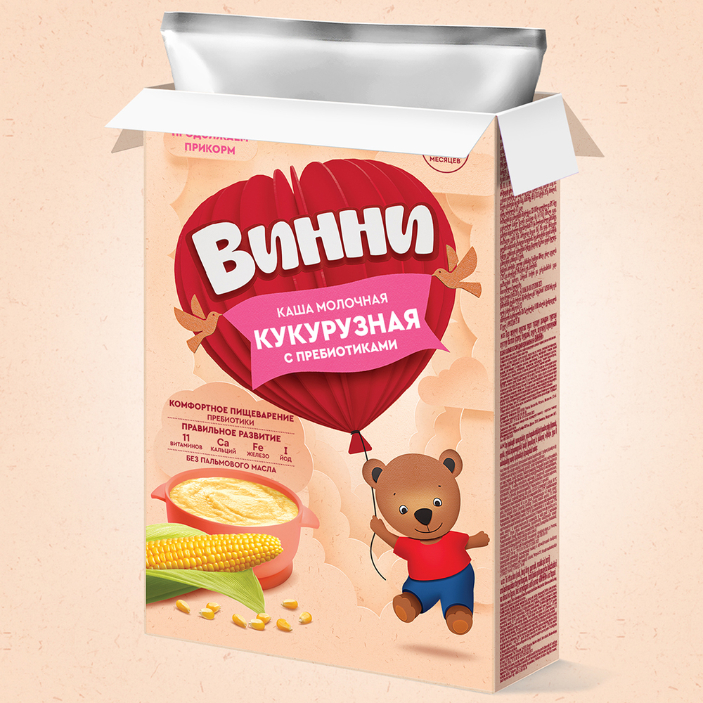 Каша молочная кукурузная с пребиотиками Винни 200г с 5 месяцев