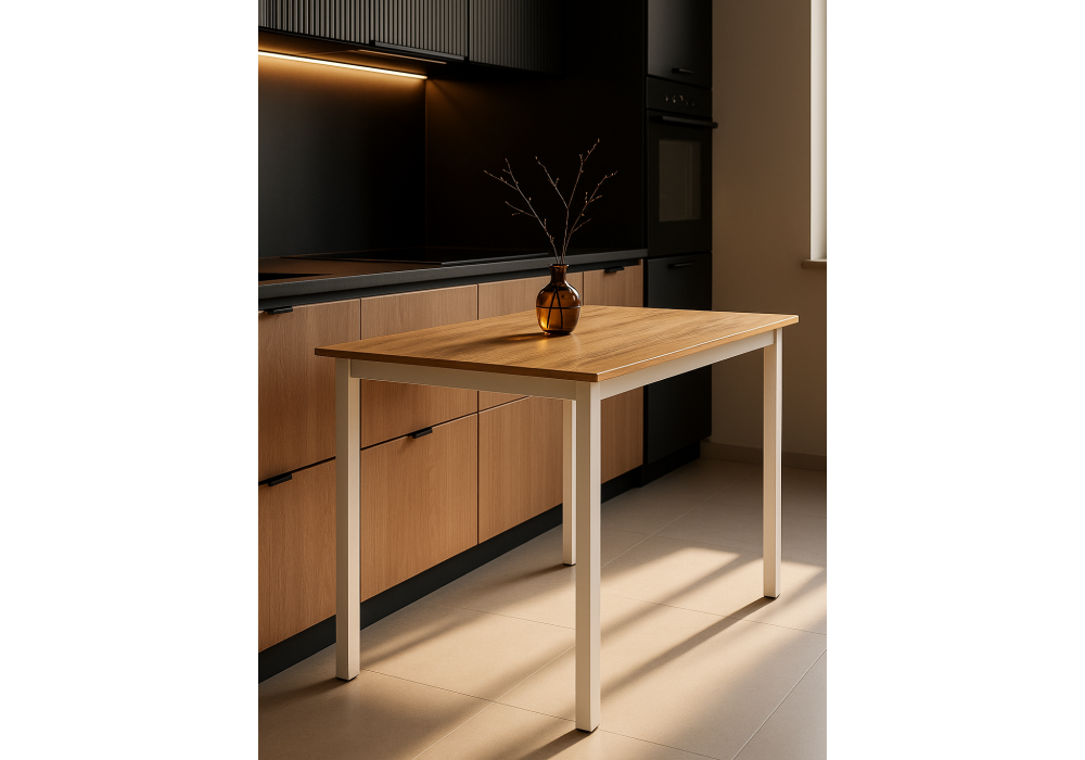 Стол деревянный Woodville Аркон 110(130)х68х75 дуб вотан, белый, ножки белые