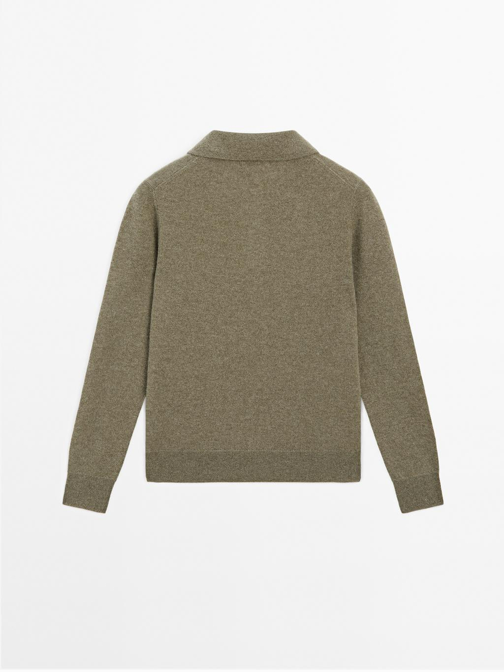 Massimo Dutti Трикотажный свитер поло из 100% кашемира, зеленый