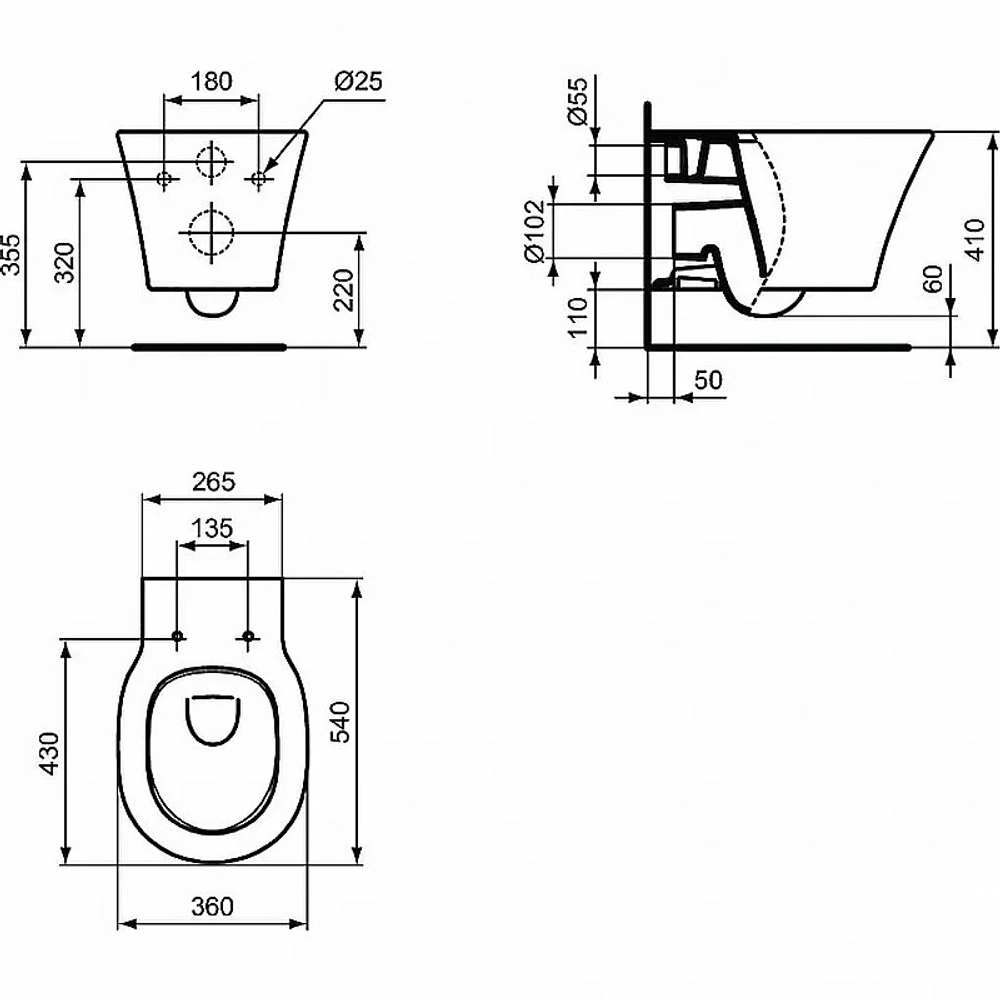 Унитаз подвесной Ideal Standard Connect Air E005401 белый, безободковый
