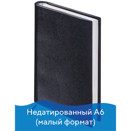 Ежедневник недатированный МАЛЫЙ ФОРМАТ А6 (100х150 мм) BRAUBERG "Select", балакрон, 160 л., черный, 123480