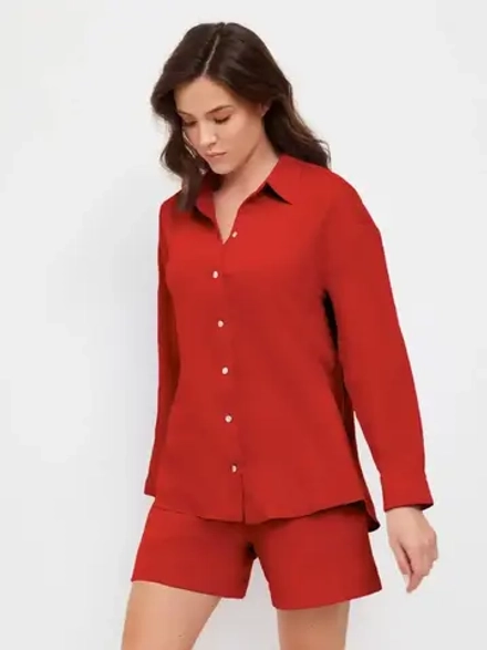 Костюм - пижама с шортами из муслина домашний оверсайз