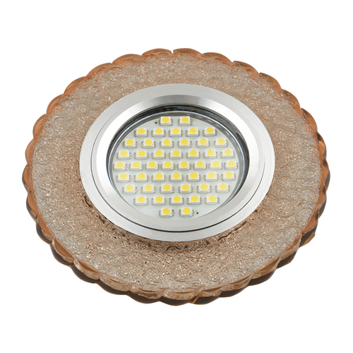 DLS-L140 GU5.3 GLASSY/TEA Светильник декоративный встраиваемый, серия Luciole. Без лампы, цоколь GU5.3. Доп. светодиодная подсветка 3Вт. Стекло. Зерка