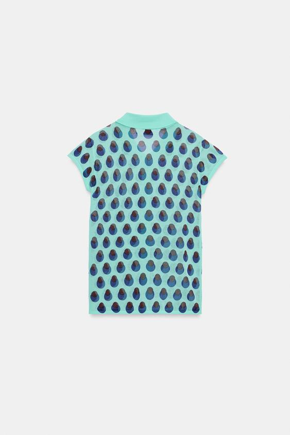 ZARA ТРИКОТАЖНОЕ ЖАККАРДОВОЕ ПОЛО, СВЕТЛО-ЗЕЛЕНЫЙ