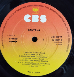 Винтажная виниловая пластинка LP Santana Savor (UK 1975)
