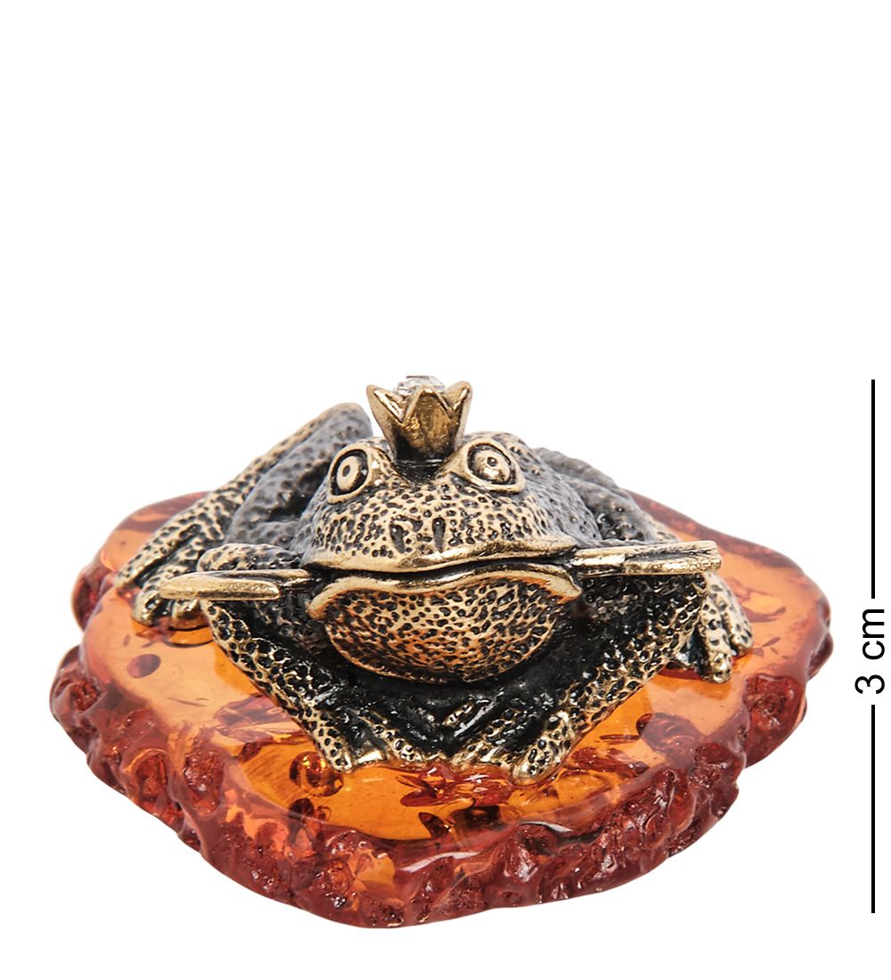 Народные промыслы AM-1863 Фигурка «Лягушка царевна» (латунь, янтарь)