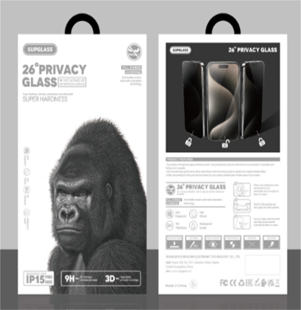SupGlass XC-12 Full Screen Coverage 26° Privacy Glass iP 16 pro Max (6.9)