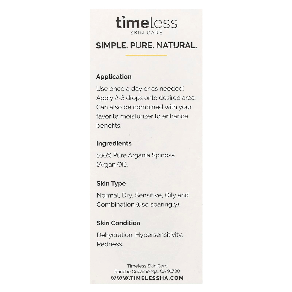 Timeless Skin Care, 100% чистое аргановое масло, 30 мл (1 жидк. унц.)
