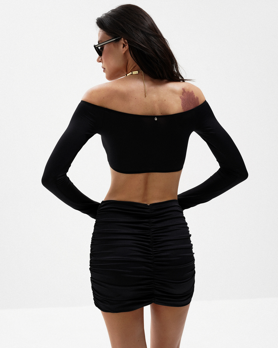 №015 Юбка мини со сборкой (черный)