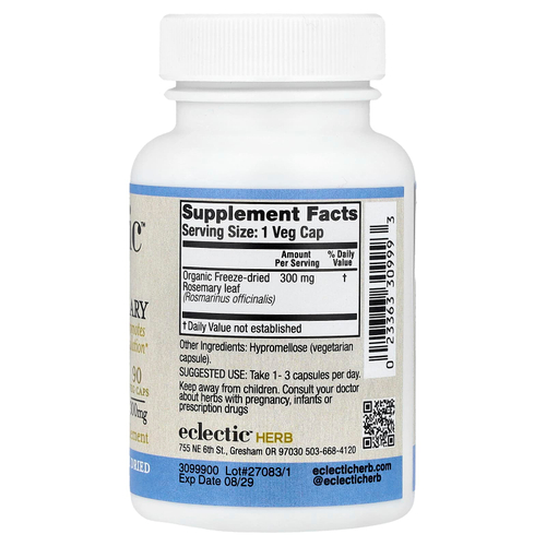 Eclectic Herb, сублимированный розмарин, 300 мг, 90 капсул VegCap