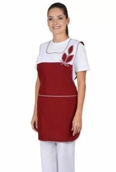 Фартук-сарафан бордовый с белым