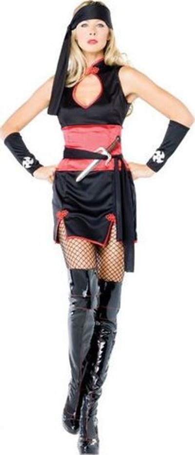 Костюм мастера ниндзя (Размер: M-L) (Цвет: черный с красным)