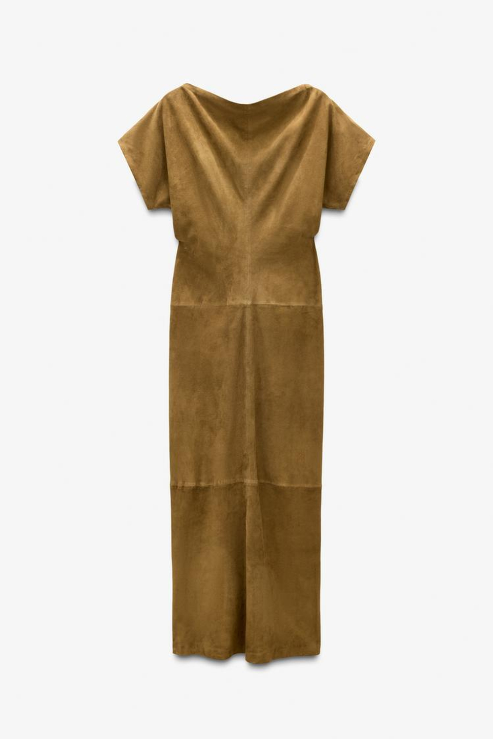 ZARA ДЛИННОЕ ПЛАТЬЕ ИЗ ЗАМШИ - LIMITED EDITION, ОЛИВКОВО-ЗЛЕНЫЙ