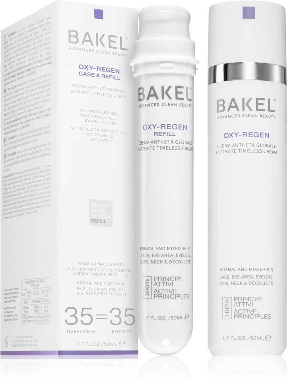 Bakel Oxy-Regen Case & Refill - Интенсивно увлажняющий антивозрастной крем /  + napełnienie 50  ml  / GTIN 8033737452264