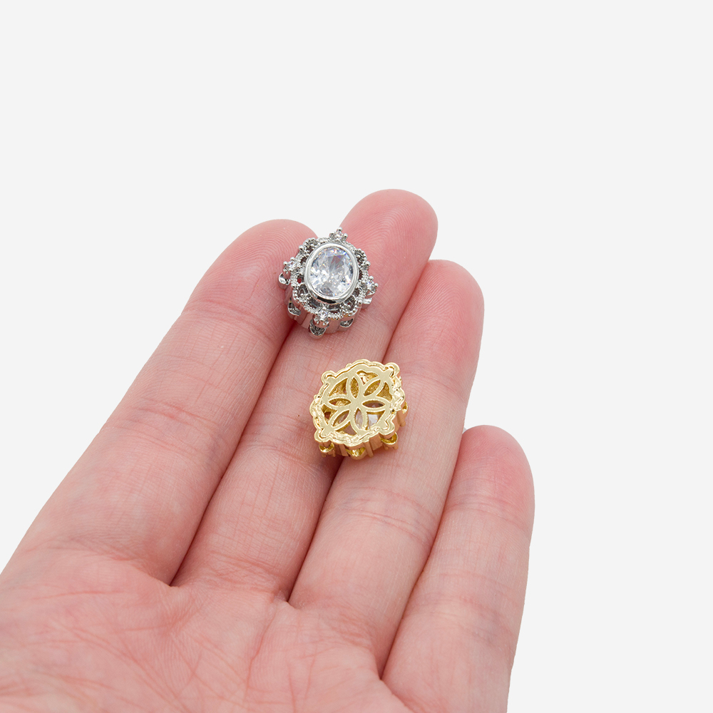 Подвеска "Juliette", прозрачное ювелирное стекло, фианиты, 14,8*12,8мм, позолота