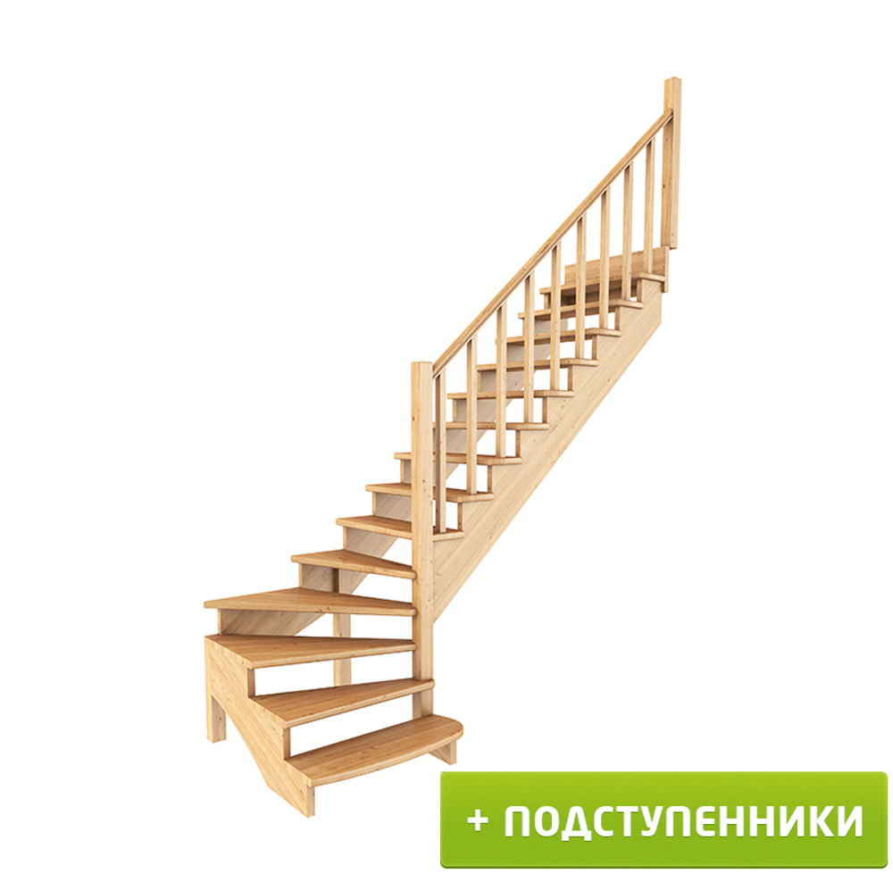 Лестница на второй этаж К-001м/7 Правая c подступенками