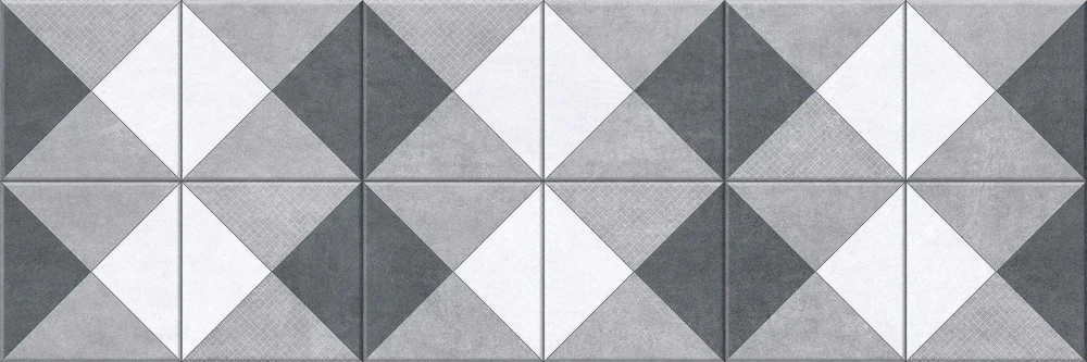 Настенная плитка Alma Ceramica TWU93ORG27R Origami 30x90 серая / белая матовая под мозаику с орнаментом