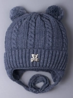 Шапка детская вязаная демисезонная на завязках