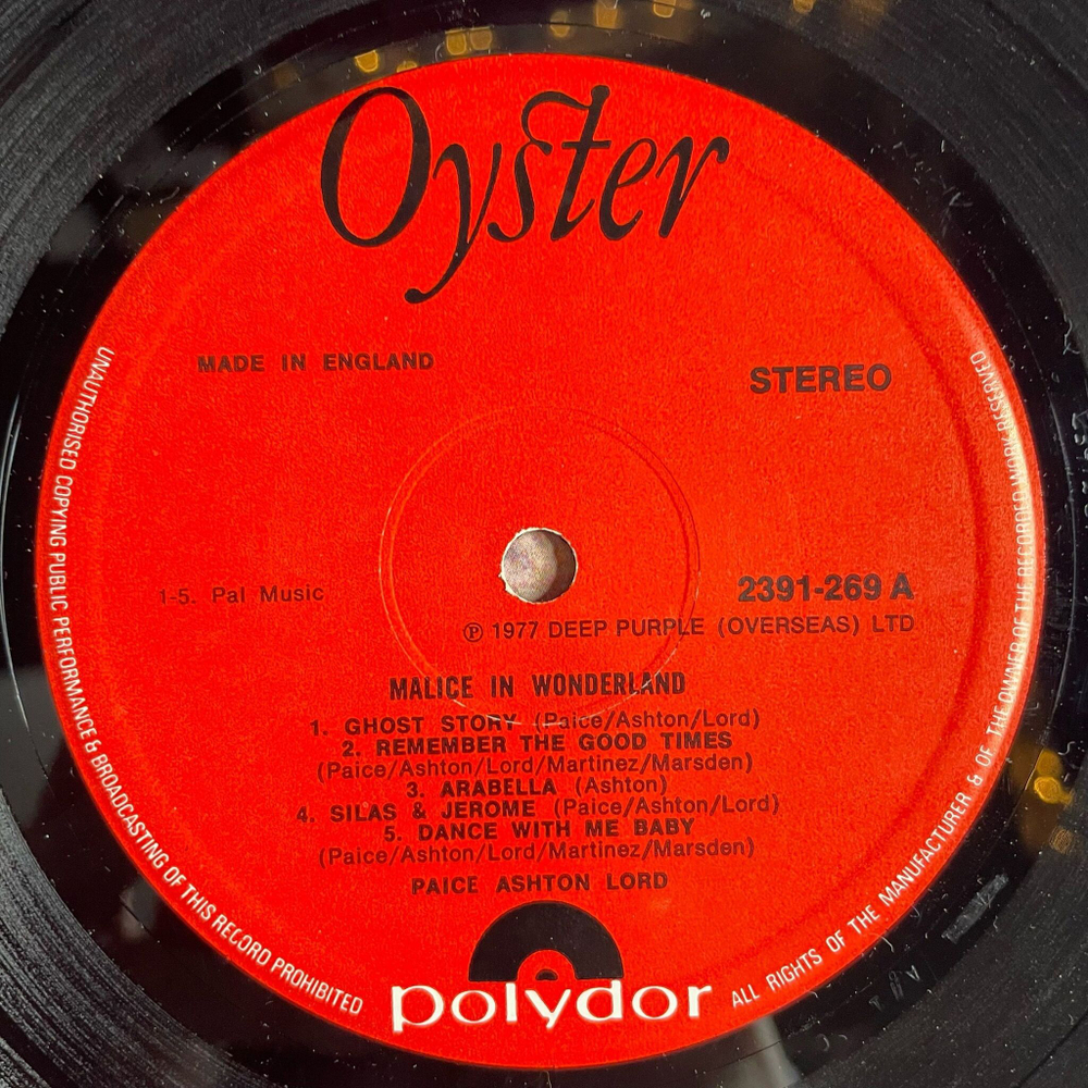 Винтажная виниловая пластинка LP Paice Ashton Lord Malice In Wonderland (UK 1977)