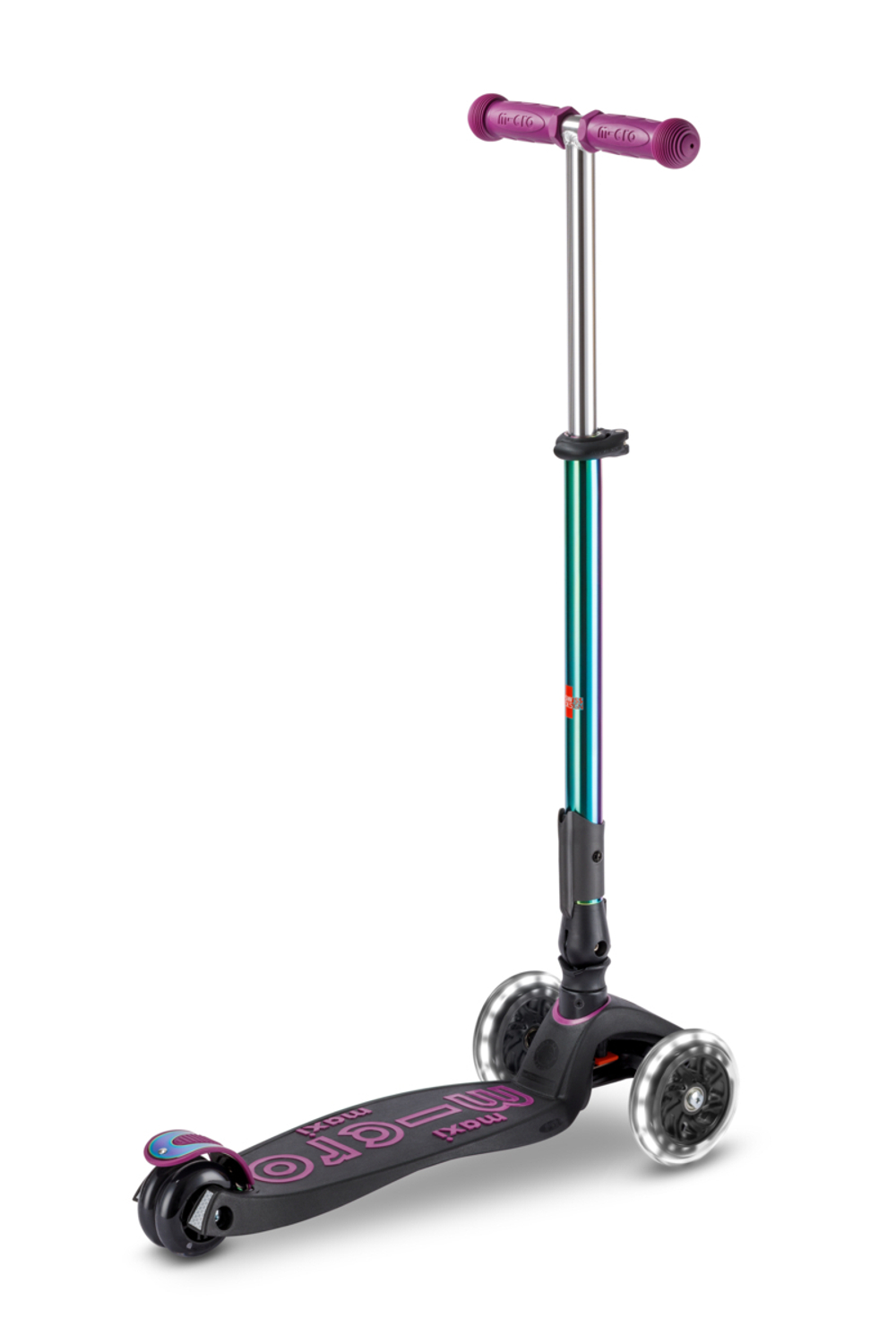 Самокат Maxi Micro Deluxe LED складной, неохром сиреневый
