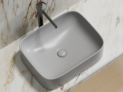 Умывальник чаша накладная прямоугольная (цвет Серый Матовый) Element 505x380x150мм