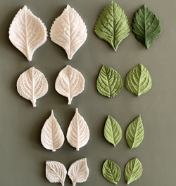 Молды силиконовые для лепки листьев Гортензии. Набор 4 вида. / универсальная форма для листьев гортензии, малины, ежевики, смородины и мяты