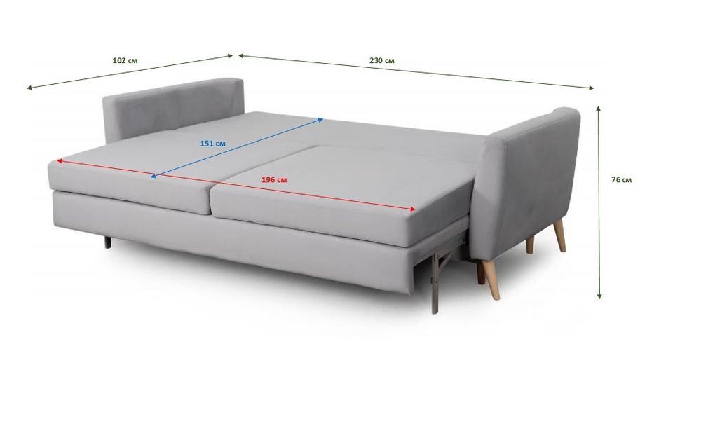 Прямой диван-кровать Калгари 2 цвет серый