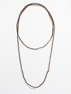 Massimo Dutti Набор из 2 длинных ожерелий со стразами, коричневый