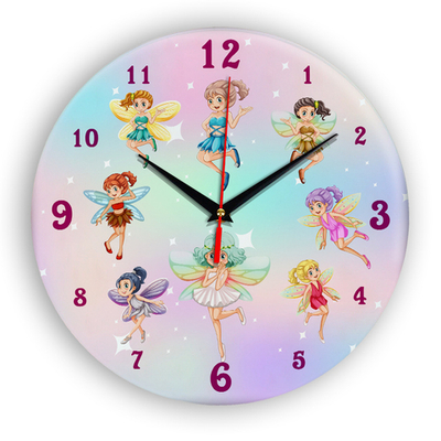 Часы настенные 28 см/ Детские часы Сказочные феи ЧЗ ИДЕАЛ, плавный бесшумный механизм Декор для дома, подарок