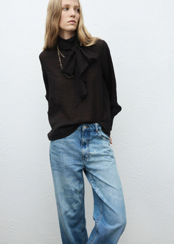 MANGO Джинсы прямого кроя с цветочным узором синий