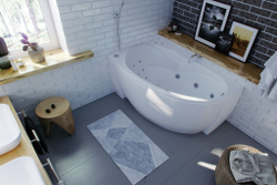 Акриловая ванна Aquatek (Акватек) Бетта 150x95 L, с каркасом, с фронтальной панелью, со сливом-переливом