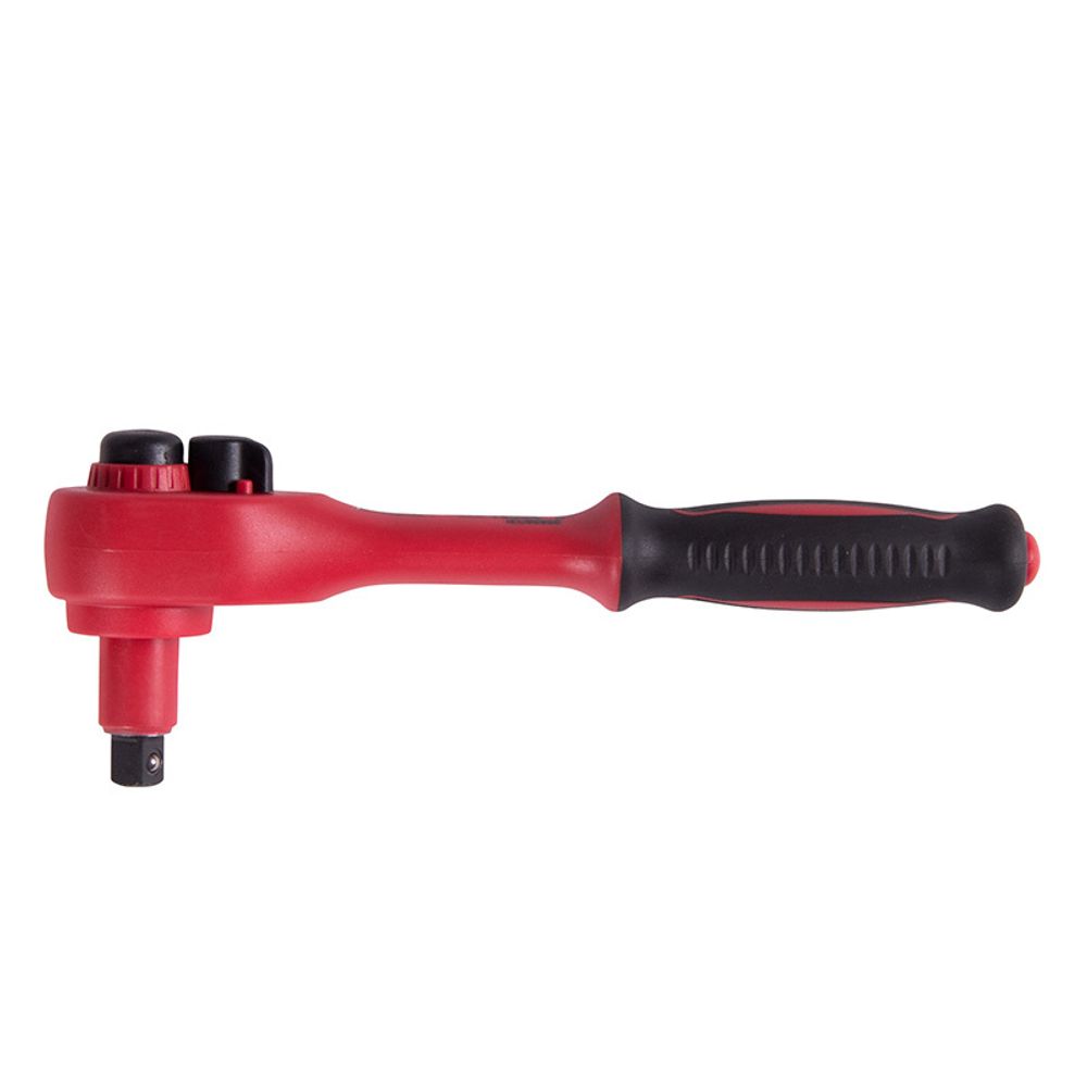 KING TONY (3771VE-08) Трещотка диэлектрическая 3/8", 200 мм, 24 зубца, флажковая с кнопкой, фиксатор