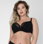 Бюстгальтер на косточках с гладкой чашкой из микрофибры и сетки (Размер: 75G) (Цвет: черный)