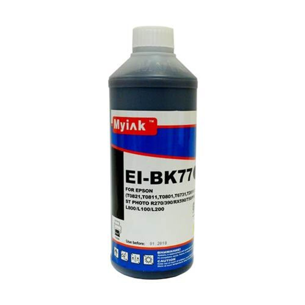 Чернила для EPSON (T0811/T0821/T0801) T50/R200/R270/RX590 (1л, black Dye) EI-BK77 MyInk