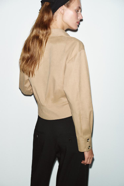 ZARA ПРИТАЛЕННАЯ РУБАШКА ИЗ МЯГКОЙ ТКАНИ, РЫЖЕВАТО-КОРИЧНЕВЫЙ