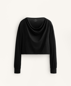 Oysho Футболка с драпированным вырезом из модала, черный