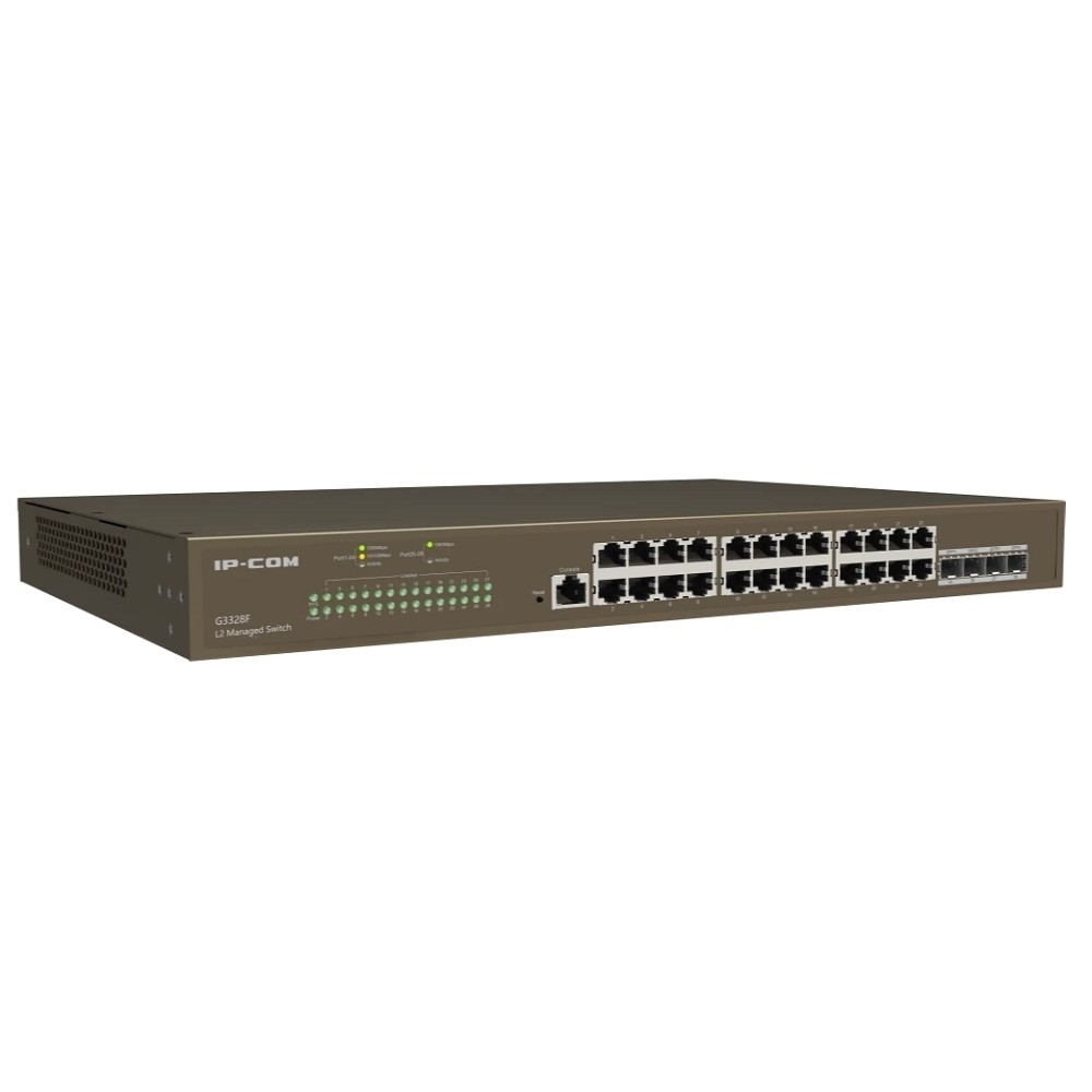 Коммутатор IP-COM G3328F Коммутатор управляемый в стойку, 24*1Gbit RJ45, 4*SFP 1Gbit, console port
