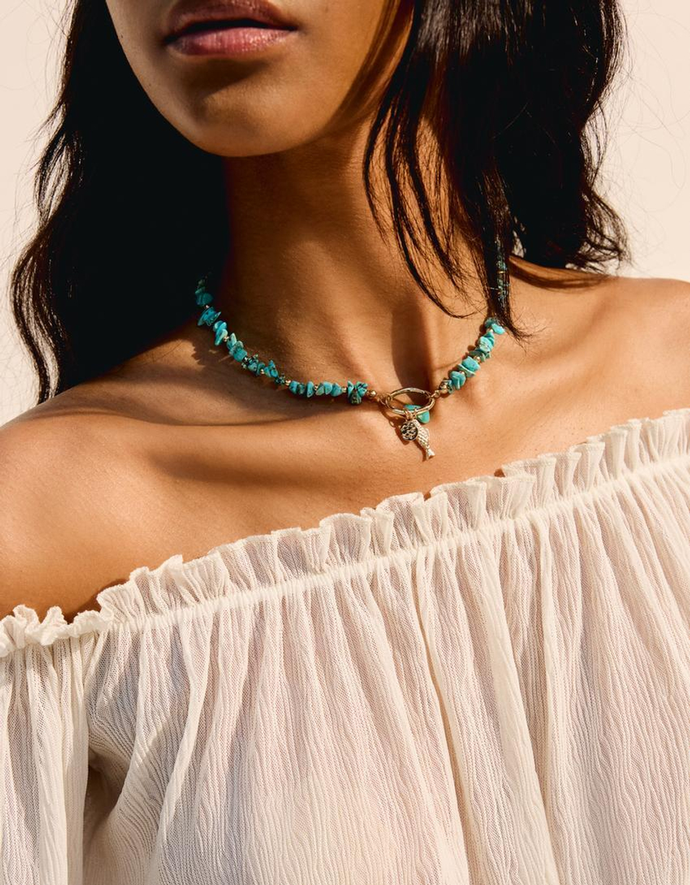 BERSHKA Набор из 3 ожерелий в стиле бохо, золотой